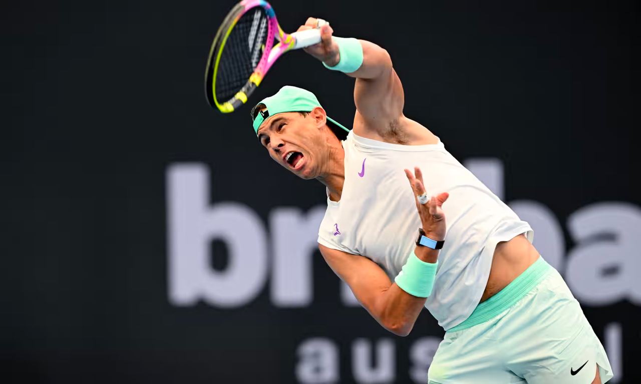 Rafael Nadal has been practising for his long-awaited return in Brisbane.