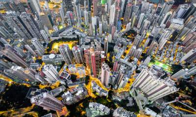 Бетонные «джунгли» Гонконга с высоты птичьего полета. Фото