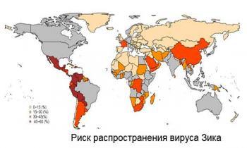 Ученые составили карту распространения вируса Зика в 2016 году