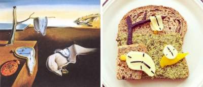 Известные картины,  нарисованные на бутербродах. Фото