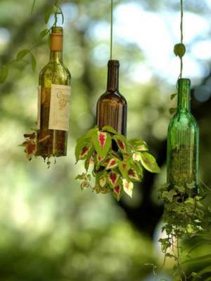 Оригинальные варианты использования винных бутылок. Фото