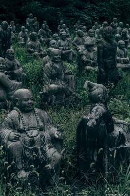 Японская деревня множества статуй. Фото