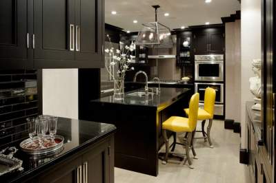 Черный цвет в интерьере кухни – стильно и элегантно. Фото
