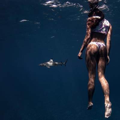 «Королева скатов»: модель, которая плавает нагишом с акулами и скатами. Фото