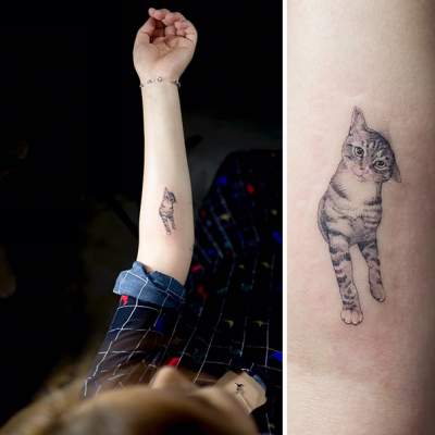 Лучшие варианты татуировок для любителей котов. Фото